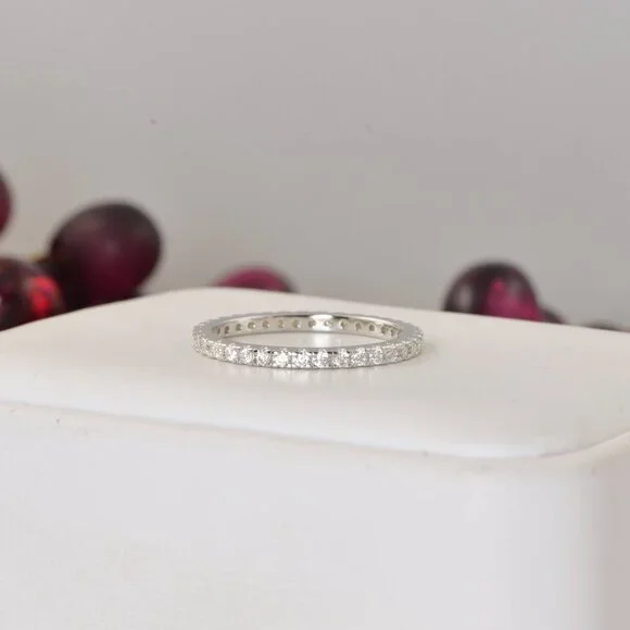 Authentic Genuine Moissanite Diamonds Full Eternity Ring Band - Picture 4 of 9